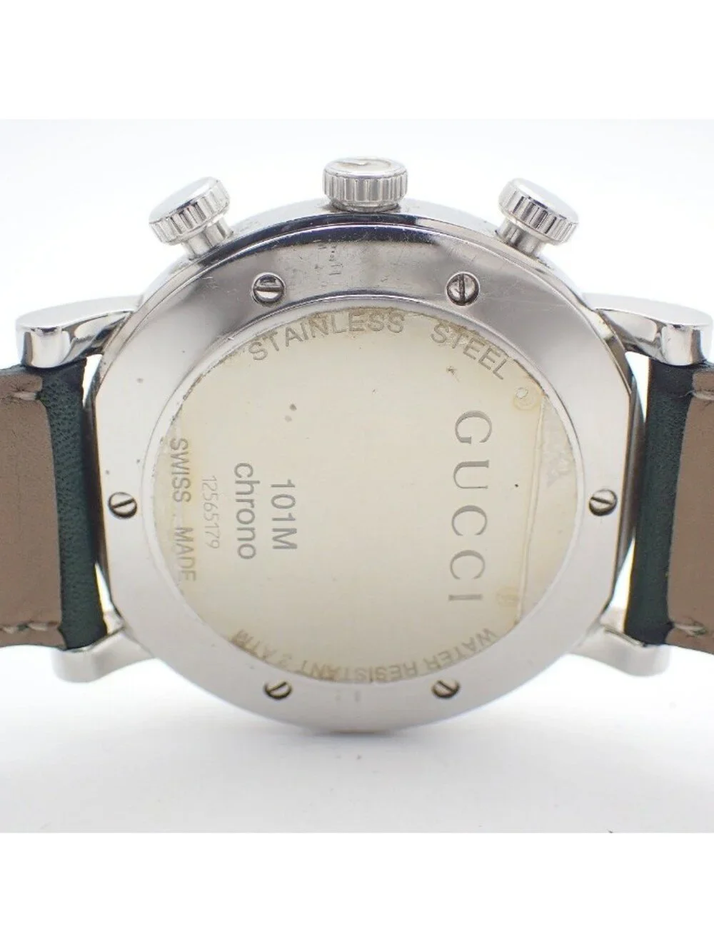 Gucci Chrono Chronograph Quartz Watch Diamond Shell Dial Leather Pawn
